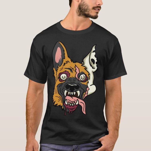 Halloween German Shepherd Dog Zombie Monster T-Shirt (Vorderseite)