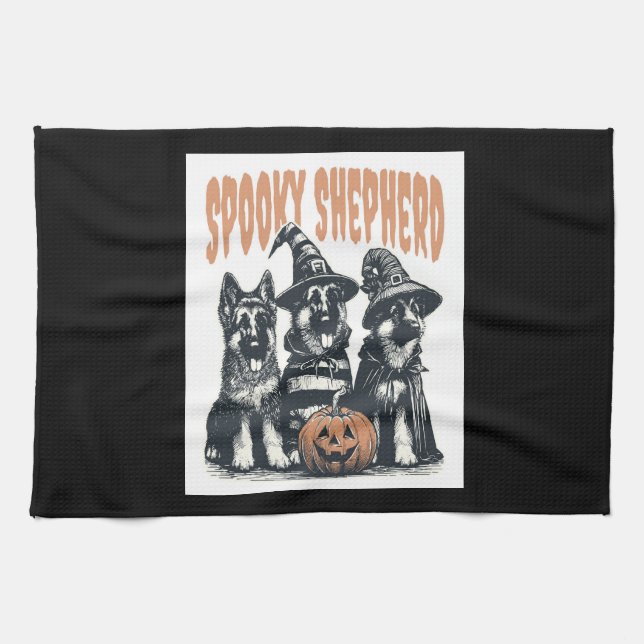 Halloween German Shepherd.jpg Geschirrtuch (Horizontal)