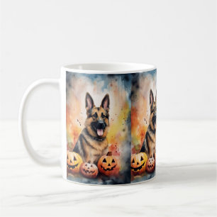 Halloween German Shepherd with Pumpkins Beängstige Kaffeetasse