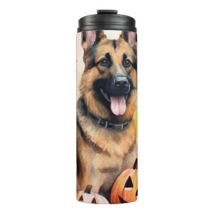 Halloween German Shepherd with Pumpkins Beängstige Thermosbecher