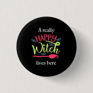 Halloween-Geschenk Eine wirklich glückliche Hexe Button