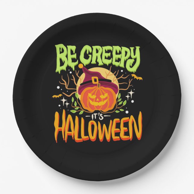 Halloween-Geschenk | Seid gruselig, es ist Hallowe Pappteller (Vorderseite)