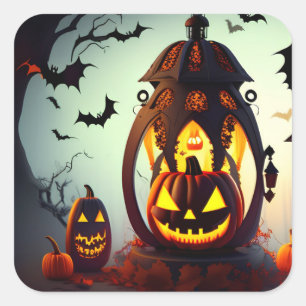 Halloween-Geschenkanhänger Quadratischer Aufkleber