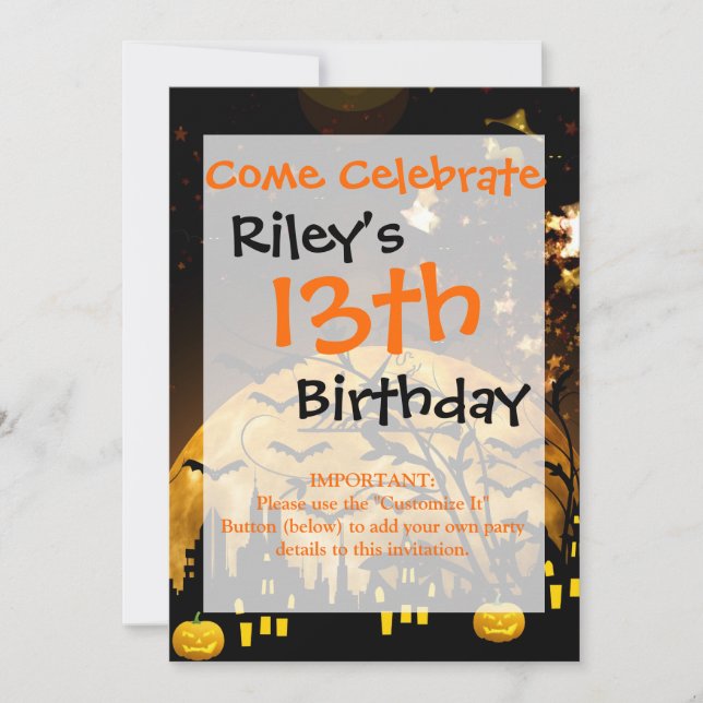 Halloween-Geschenke von fliegenden Hexen ernten Mo Einladung (Vorderseite)