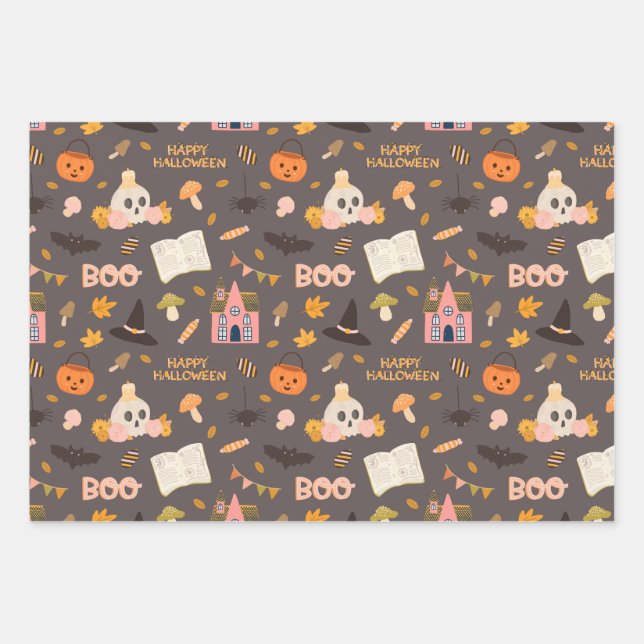 Halloween-Geschenkpapier Geschenkpapier Set (Vorderseite 3)