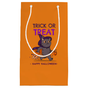 Halloween-Geschenktasche, schwarze Katze mit Hexen Kleine Geschenktüte