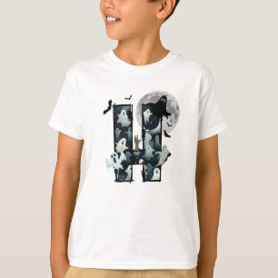 Halloween-Gespenster doodle Buchstabe H T - Shirt