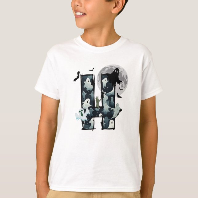 Halloween-Gespenster doodle Buchstabe H T - Shirt (Vorderseite)