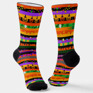 Halloween-Gestreifte Icons Socken