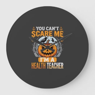 Halloween-Gesundheitslehrer Gruseliger Kürbis Kräh Große Wanduhr
