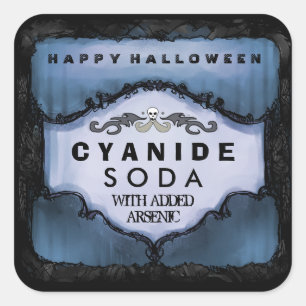 Halloween-Getränk-Aufkleber - unheimliches blaues Quadratischer Aufkleber