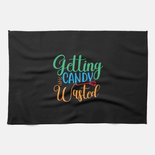 Halloween Getting Candy Wasted Birthday Geschirrtuch (Horizontal)