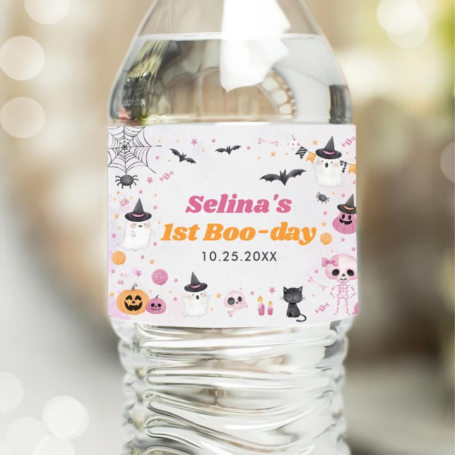 Halloween Ghost 1. Geburtstags-Party Wasserflaschenetikett (Von Creator hochgeladen)