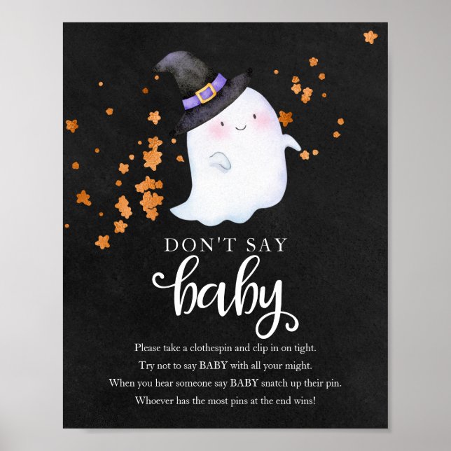 Halloween Ghost Baby Shower Say Baby Sign nicht Poster (Vorne)