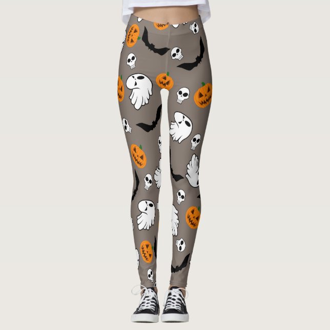 Halloween Ghost Bats Skull Pumpkin Leggings (Vorderseite)