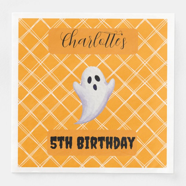 Halloween Ghost Birthday Party Napkins Serviette (Vorderseite)