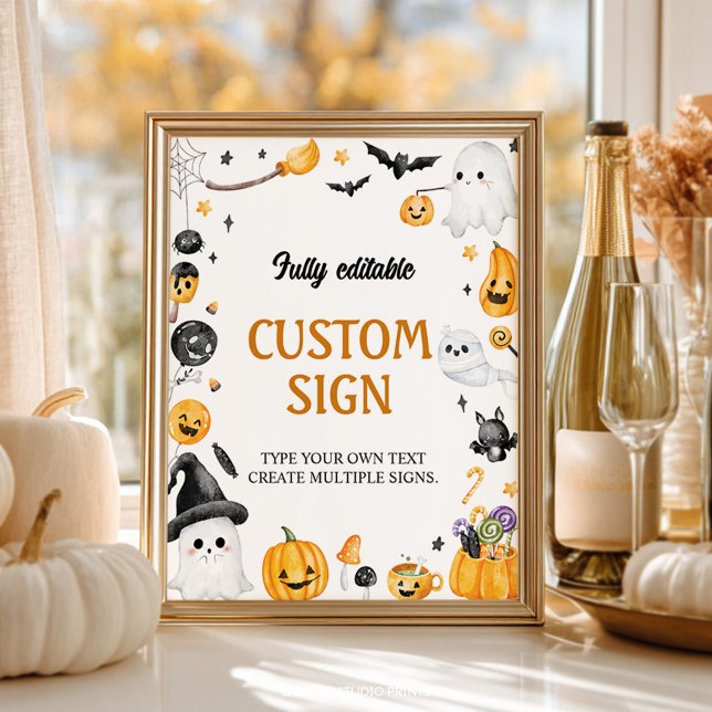 Halloween Ghost Birthday Party Table Sign Poster (Von Creator hochgeladen)