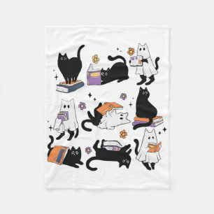 Halloween Ghost Black Cat Reading Book Costume Fleecedecke