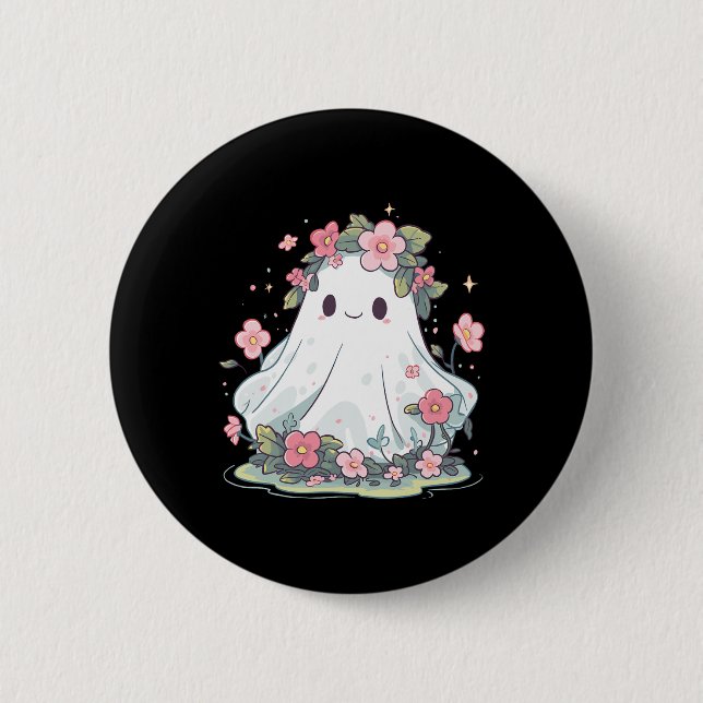 Halloween Ghost Blume Kostüm Frauen Mädchen Hallow Button (Vorderseite)