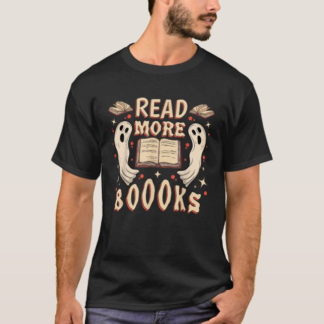 Halloween Ghost Boo Bücher lesen Bücher Bibliothek T-Shirt (Vorderseite)