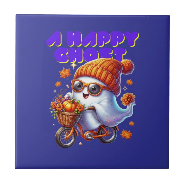 Halloween Ghost Boo Keramik Tile Fliese (Vorderseite)
