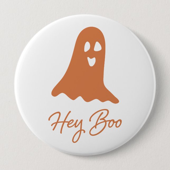 Halloween Ghost Boo Orange und White Button Button (Vorderseite)