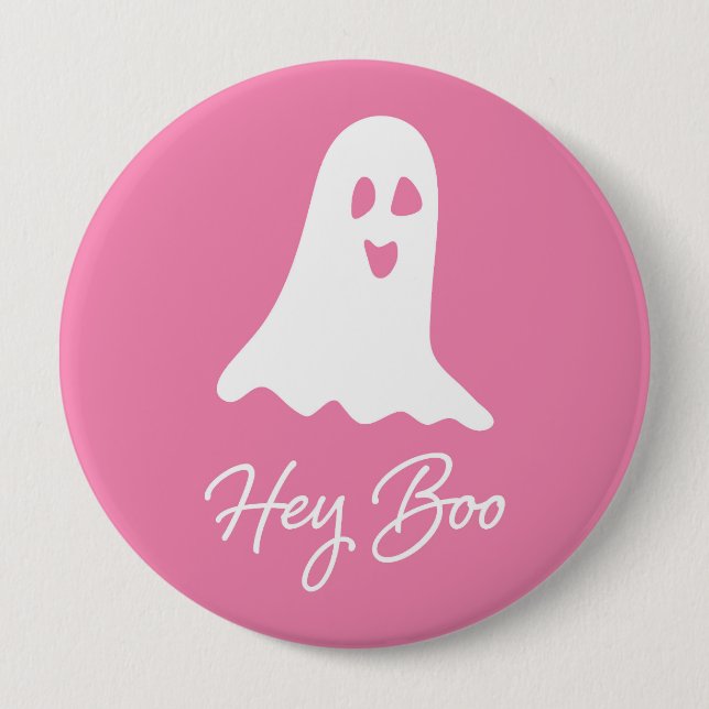 Halloween Ghost Boo Pink und White Button Button (Vorderseite)
