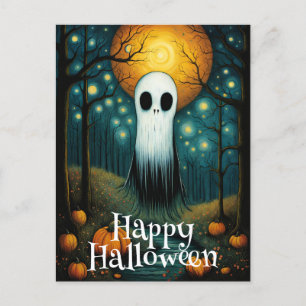 Halloween Ghost Boo Pumpkin Night Forest Postkarte