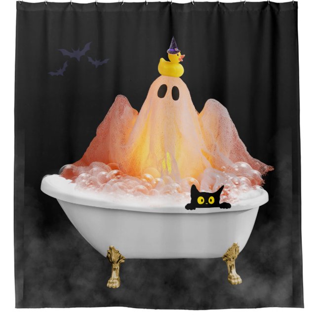 Halloween Ghost Bubble Bath Duschvorhang (Vorderseite)