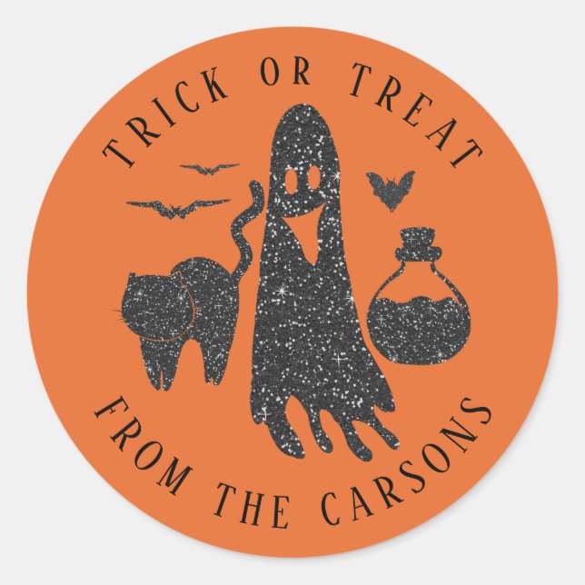 Halloween Ghost Cat Bats Giftflasche Hexe Runder Aufkleber (Vorderseite)