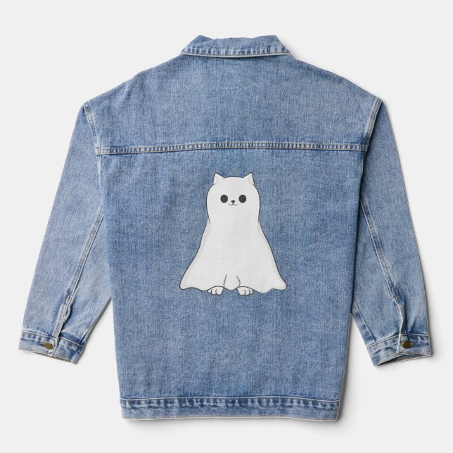 halloween ghost cat niedlich jeansjacke (Rückseite)