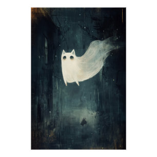 Halloween Ghost Cat Poster