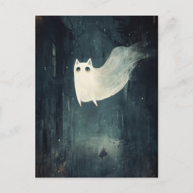 Halloween Ghost Cat Postkarte (Vorderseite)