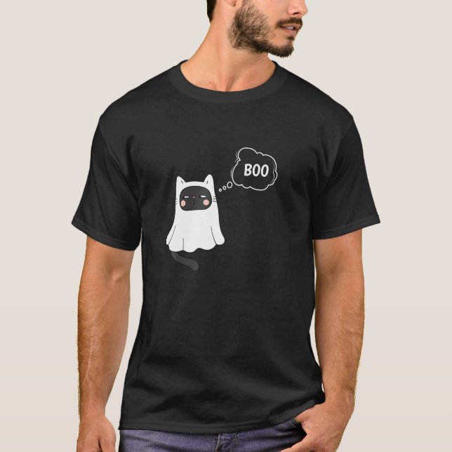 Halloween Ghost Cat Shirt Funny Boo Last Minute Co (Vorderseite)