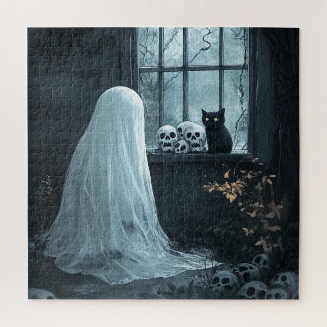 Halloween Ghost, Cat und Skuls Puzzle (Vertikal)