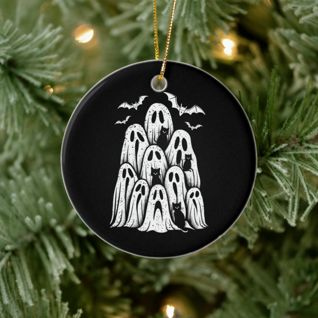Halloween Ghost Cats Lover Fall Spooky Jahreszeit Keramik Ornament (Baum)