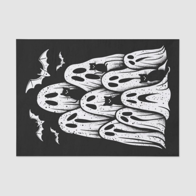 Halloween Ghost Cats Lover Fall Spooky Jahreszeit Seidenpapier (Vorderseite)