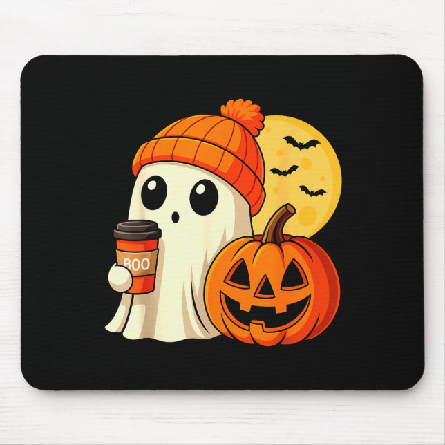 Halloween Ghost Coffee Pumpkin Soky Season Women K Mousepad (Vorne)