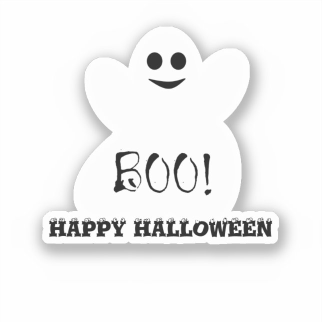 Halloween Ghost Custom-Cut Vinyl Sticker (Vorderseite)