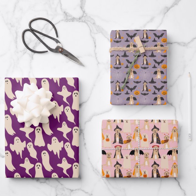 Halloween Ghost Dog Pumpkin Geschenkpapier Set (Vorderseite)