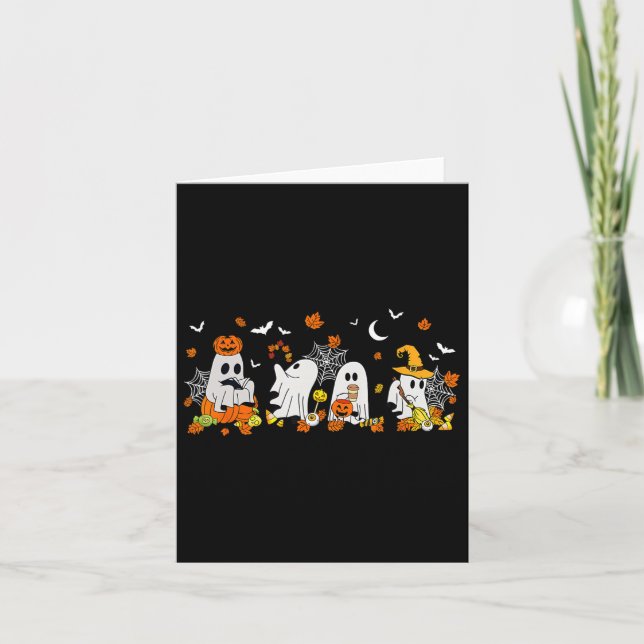 Halloween Ghost Drink Kaffee Fall Ghost Buch Re Karte (Vorderseite)
