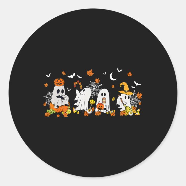Halloween Ghost Drink Kaffee Fall Ghost Buch Re Runder Aufkleber (Vorderseite)