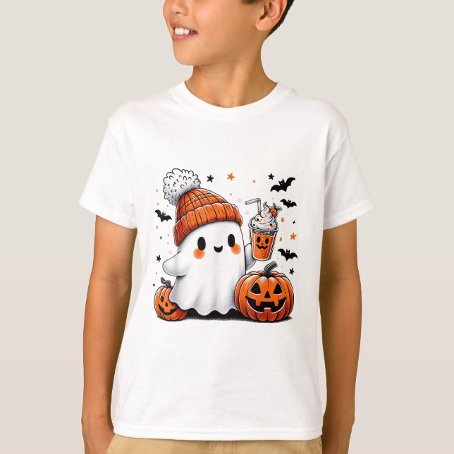 Halloween Ghost Drink Kaffee Geist Eiskaffee M T-Shirt (Vorderseite)
