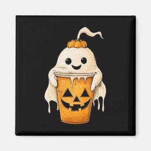 Halloween Ghost-Eiskaffee mit Kürbisspuch Magnet