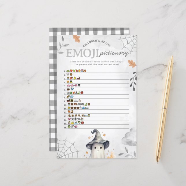 Halloween Ghost Emoji Pictionary Baby Shooting Gam (Vorderseite/Rückseite Beispiel)