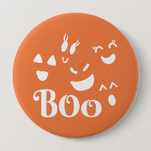 Halloween Ghost Face Orange und White Button Butto