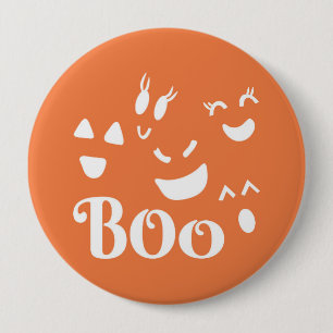 Halloween Ghost Face Orange und White Button Butto