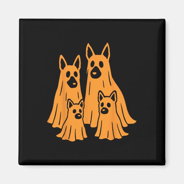 Halloween Ghost Family Funny Dog L Magnet (Vorne)