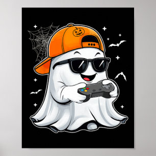 Halloween Ghost Gamer Beängstigend Costume Gaming Poster