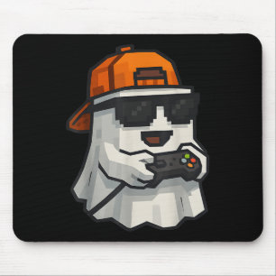 Halloween Ghost Gamer Funny Pixel Video Gaming Boy Mousepad